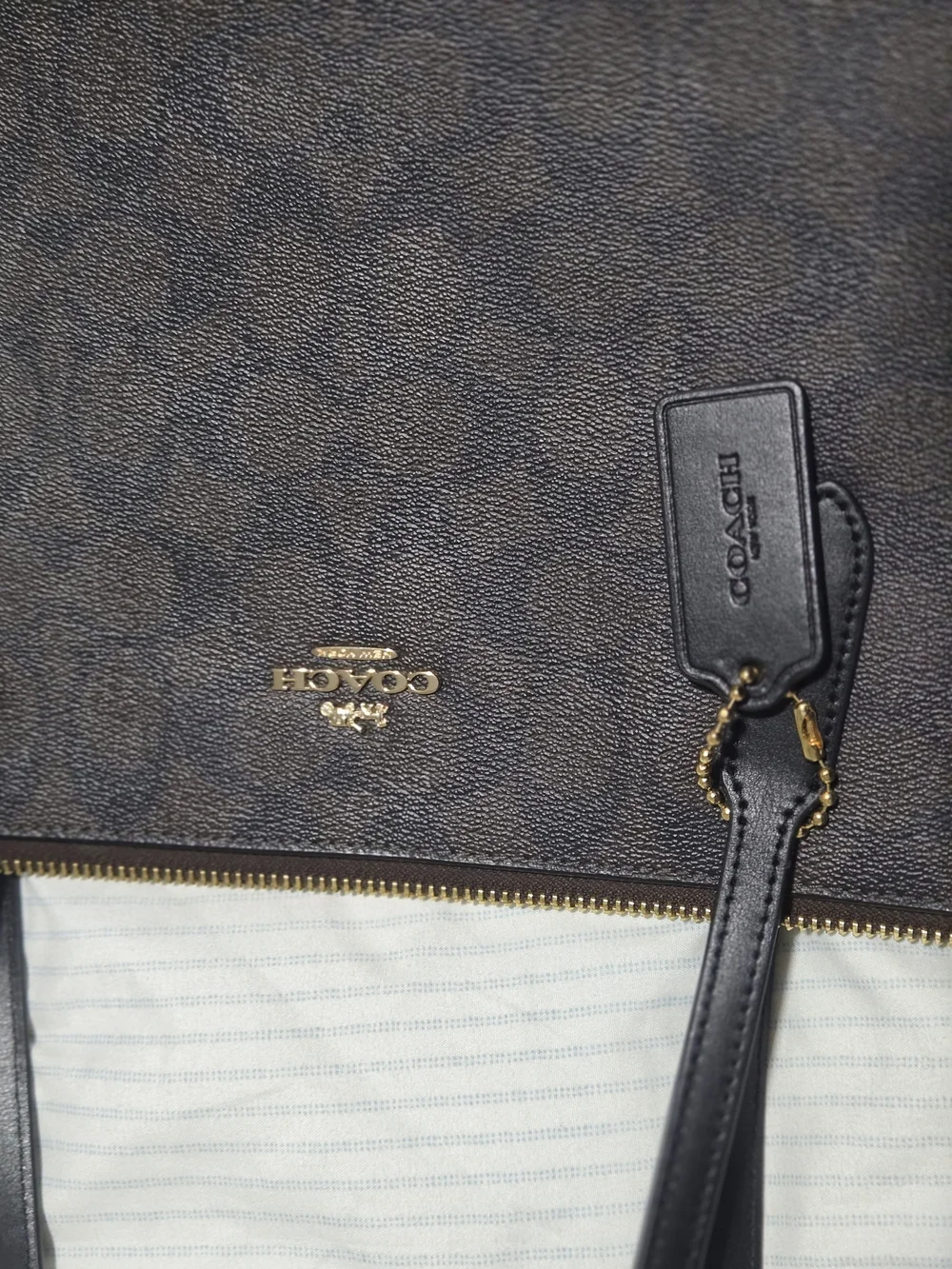 Coach Signature Brown Tote Bag with Black Straps - Picture 5 of 14